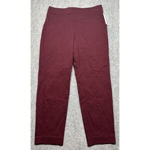 Croft & Barrow Ankle Pants Womens 14 Maroon Solid Stretch Pull On Mid Rise New